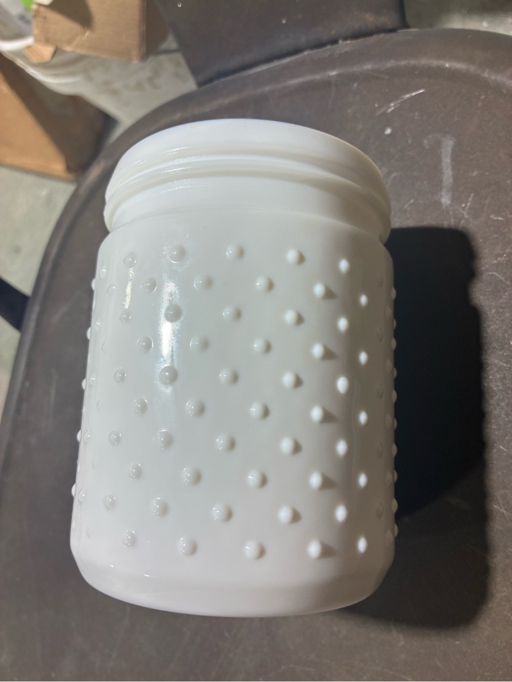 Vintage white milk glass hobnail jar